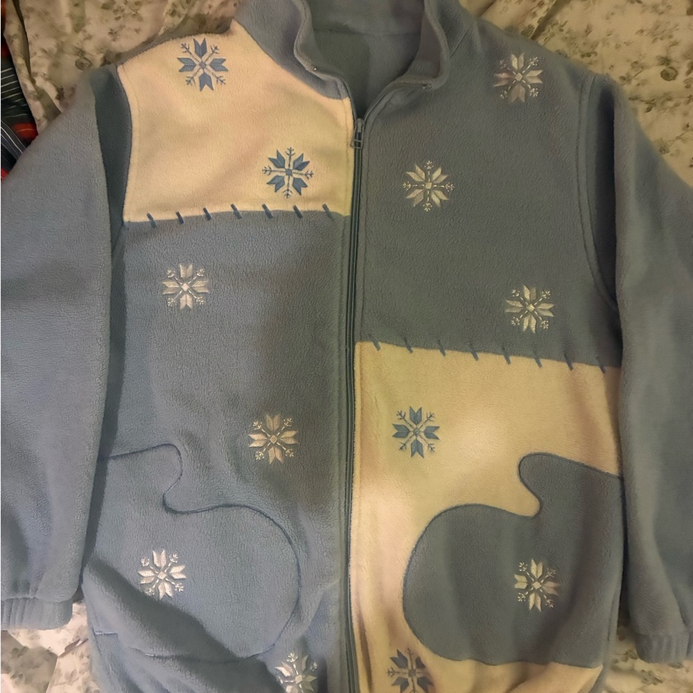 Northern Reflections Sky Blue and Cream Fleece Jacket
